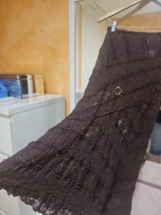 Falda Zara encaje marrón talla S