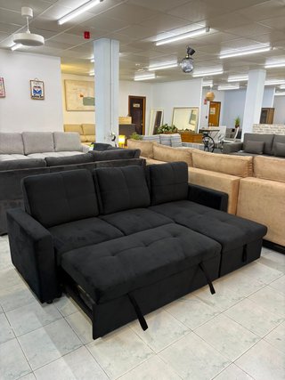 Sofá negro 3 plazas con cama