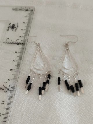 Pendientes Plata Ley Cuentas de onix