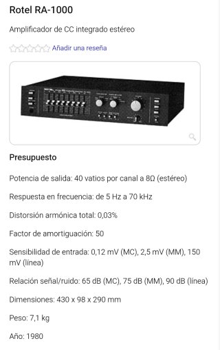 Amplificador Rotel RA 1000 Negro