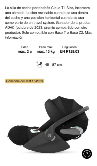 Silla coche Cybex Cloud T i-Size Grupo 0+