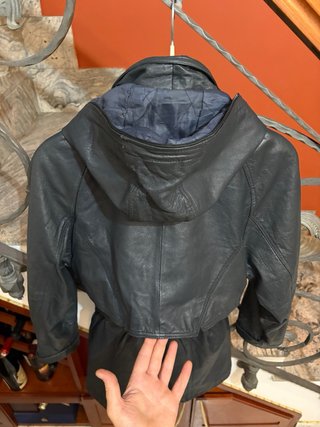 Giacca trench in vera pelle con cappuccio vintage