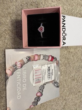 Anillo Pandora Corazón Rosa Plata