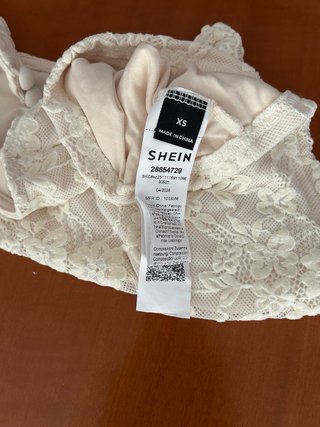 Top elástico encaje beige