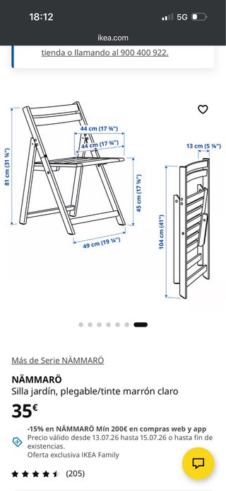 Mesa NÄMMARÖ y 2 Sillas Plegables IKEA NUEVAS