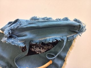 Borsa jeans con cuore paillettes