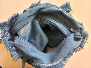 Borsa jeans con cuore paillettes