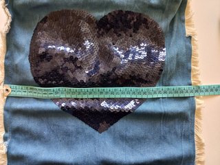 Borsa jeans con cuore paillettes