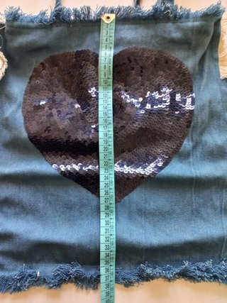 Borsa jeans con cuore paillettes