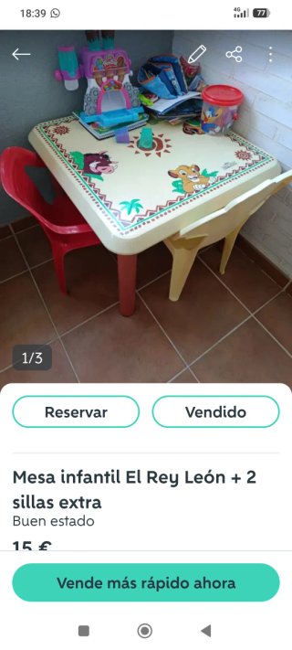 Mesa infantil El Rey León + 2 sillas