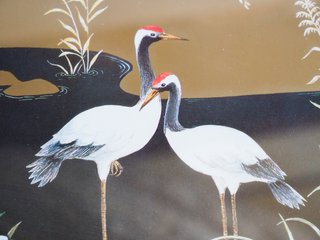 Cuadro de Garzas oriental. Paspartout y cristal