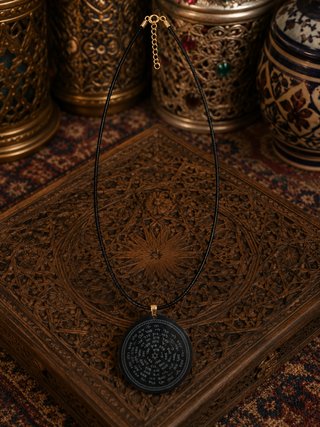Collar 72 Nombres de Dios Negro Dorado
