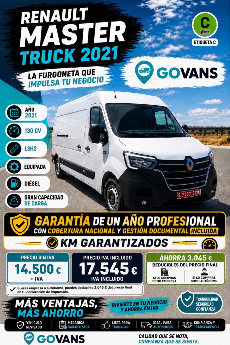 RENAULT MASTER L3H2 - IVA INCLUIDO Y DEDUCIBLE - foto 1