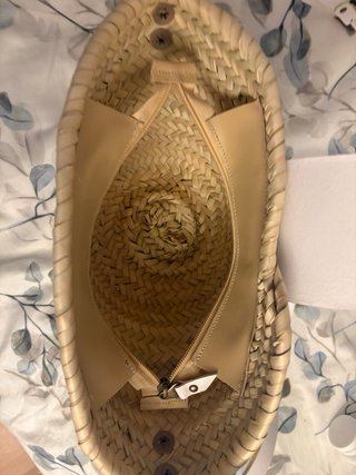Bolso capazo Piel de Mar beige y blanco