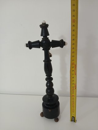 Crocifisso Antico Ebanizzato Legno Nero