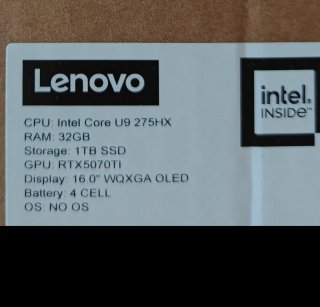 Portátil Lenovo RTX 5070 Ti OLED Negro con factura