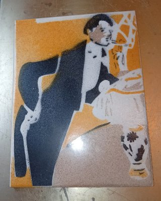 Rajola modernista esmaltada a ma
