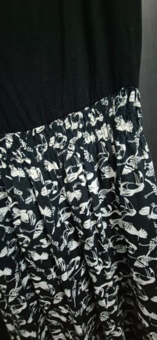 Vestido Rango Negro con Estampado Blanco Talla M