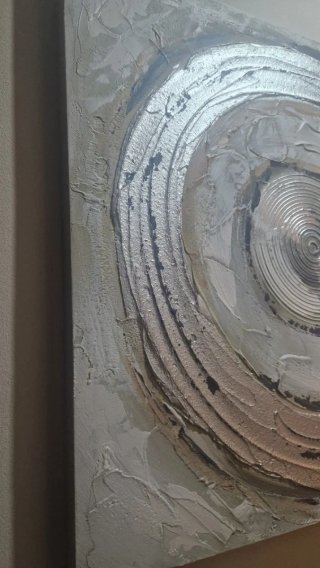 Cuadro moderno círculos plata y gris 60x60