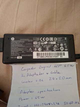 Cargador HP 65W Original + Cable