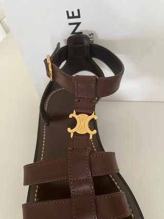 Sandalias Celine Triomphe Piel Marrón