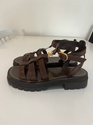 Sandalias Celine Triomphe Piel Marrón