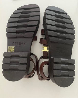 Sandalias Celine Triomphe Piel Marrón