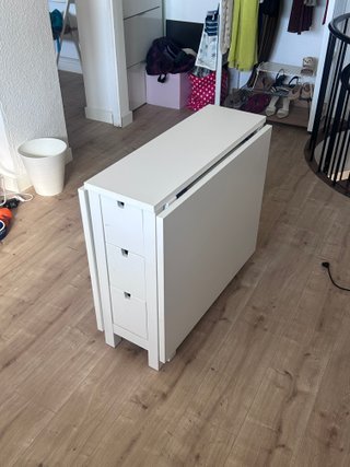 Mesa extensible IKEA NORDEN blanca con cajones