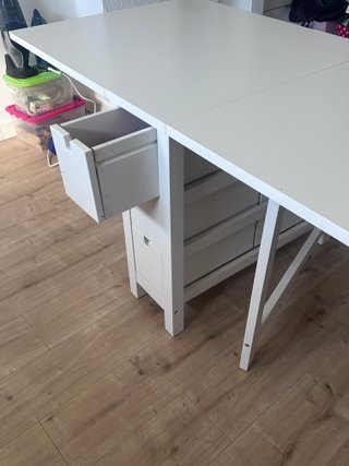 Mesa extensible IKEA NORDEN blanca con cajones