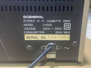 General C1000 Deck Cassette Stereo Hi-Fi