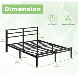 Cama 135x190 cm Metal Negra desmontable