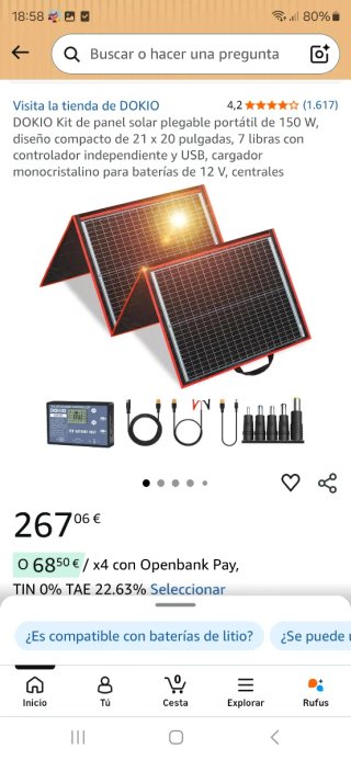 Panel solar Dokio plegable nuevo