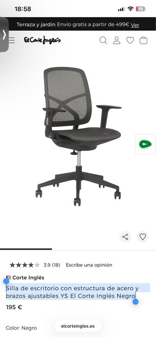 Silla de escritorio con estructura de acero