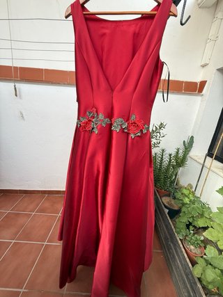Vestido Burdeos Ceremonia Flores