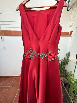 Vestido Burdeos Ceremonia Flores