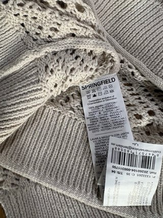 Jersey punto calado beige talla L