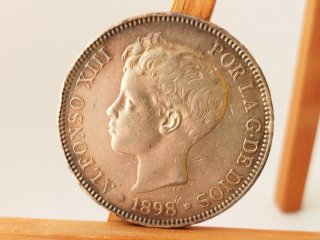 Moneda Plata 5 pesetas 1898 *18*98 Alfonso XIII
