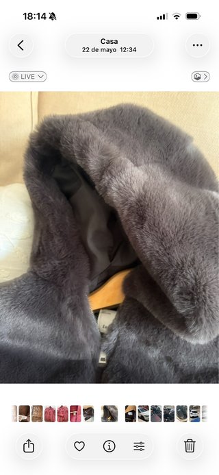 Abrigo peluche capucha gris talla 13-14 152 cm