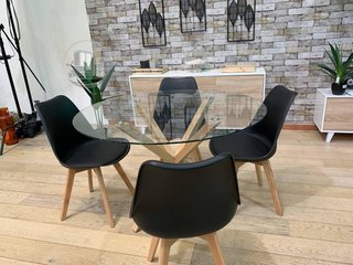 MESA REDONDA DE CRISTAL + 4 SILLAS