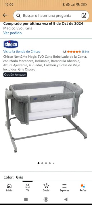Minicuna Chicco Next2Me Magic EVO Gris