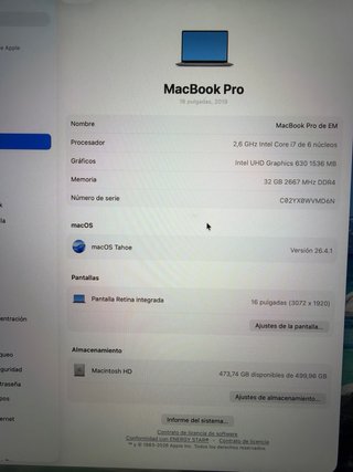 MacBook Pro 16” 2019 i7 32GB RAM 512GB SSD