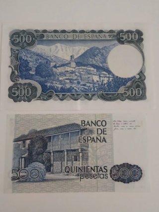 2 Billetes 500 Pesetas y Moneda 500 Pesetas