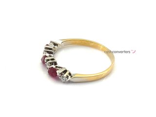 anillo oro 18k con piedra con diamante,rubi t. 16 (17,84 mm)