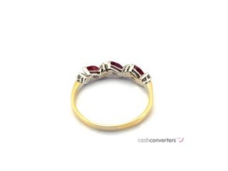 anillo oro 18k con piedra con diamante,rubi t. 16 (17,84 mm)