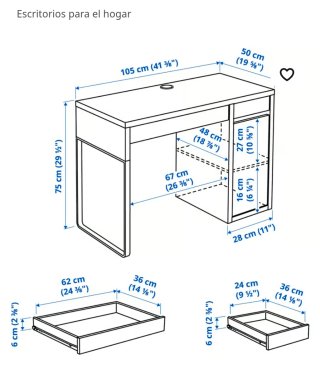 Escritorio Ikea Blanco y Negro