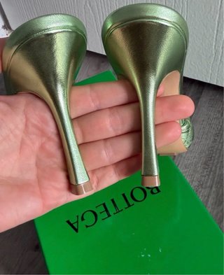 Sabot Bottega Veneta donna verde metallizzato