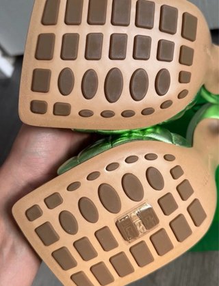 Sabot Bottega Veneta donna verde metallizzato