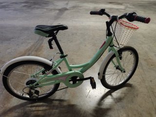 Bicicleta infantil verde con cesta