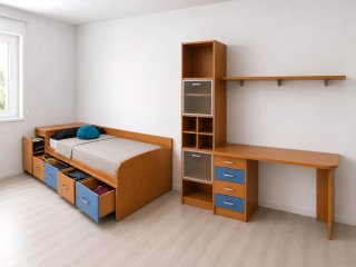 Cama juvenil con cajones y mesa escritorio