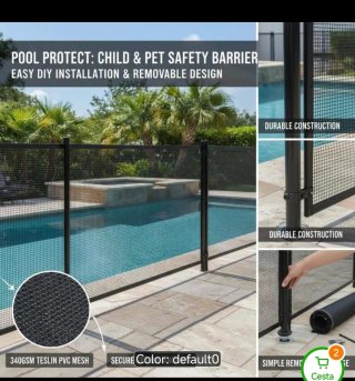 Valla Piscina Desmontable 1.21x14.63m Negra
